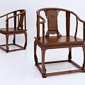 Traditional Chinese Wooden Leisure Chairs With Ornate Carved Backrest And Armrest Design