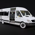 White Commercial Van With Open Side Doors And Roof Rack For Business Use