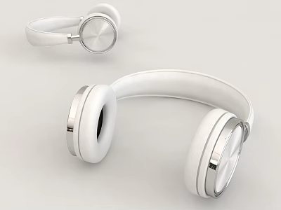 Modern White Over Ear Headphones With Sleek Design Comfortable Ear Pads And Metallic Accents 3d model