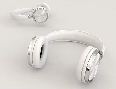 Modern White Over Ear Headphones With Sleek Design Comfortable Ear Pads And Metallic Accents 3d model