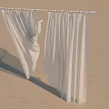 White Flowy Curtains On White Curtain Rod Partially Drawn Over Light Wooden Floor