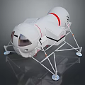 White Space Lander Featuring Red Stripes and Landing Legs Modern Design for Exploration
