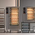 Commercial Kitchen Appliances Stainless Steel Ovens With Baked Bread And Multiple Layer Racks