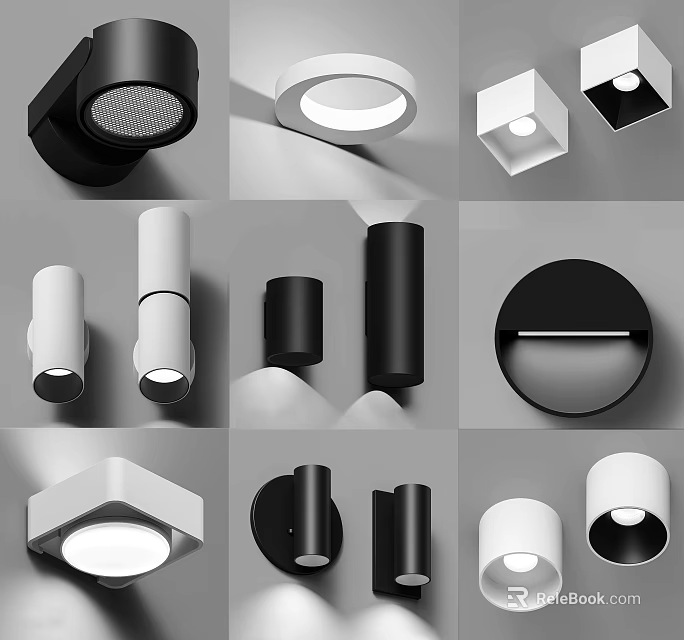 Modern Wall Lamps With Various Contemporary Designs For Home Interior Lighting 3d model 