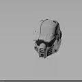 Futuristic White Protective Helmet With Structured Hard Shell And Face Shield For Sci Fi Attire 3d model