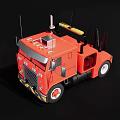 Red Classic Truck With Chrome Grille And White Spoke Wheels