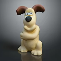 Cute Beige Stuffed Dog Doll With Brown Ears Sitting And Arms Crossed