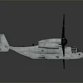 White Tiltrotor Military Aircraft With Twin Propellers On Gray Background And Reflection Effect