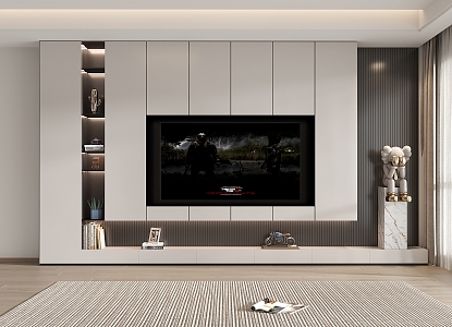 TV background cabinet whole wall custom TV cabinet background wall 3d model