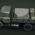 Green Military Utility Vehicle With Cargo And Large Tires