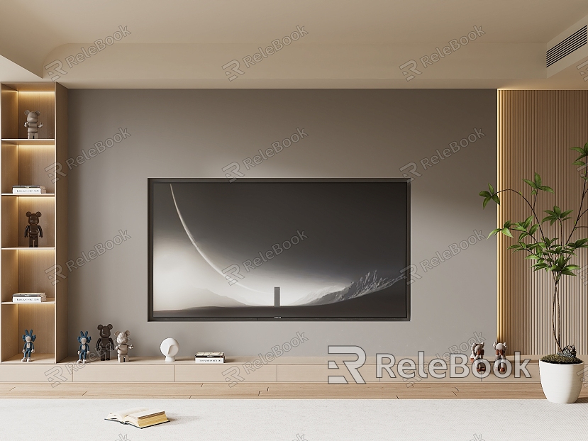 Modern TV Background Wall Cream Style TV Background Wall TV Cabinet TV model