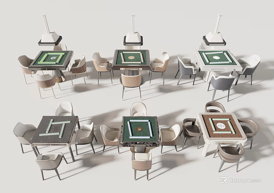 Modern Home Office Desk Designs With Green Marble Tops And Matching Chairs 3d model 