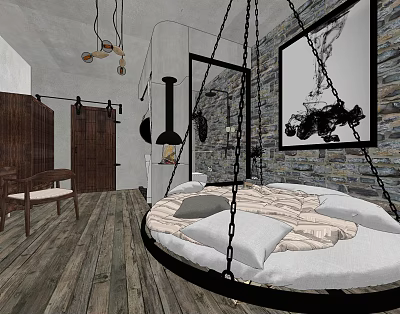 Industrial LOFT Guest Room Homestay 3d model
