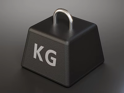 Durable Black Hardware Tool with Metal Ring and KG Marked for Precision Measurement 3d model