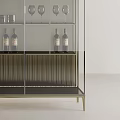 Modern Decorative Display Cabinet With Glass Doors And Metal Frame For Wine Storage