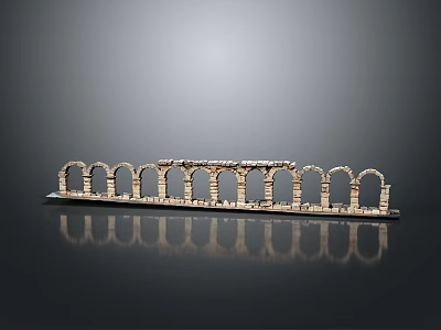 Scenic Ancient Roman Aqueduct Model With Stone Arches And Reflective Surface 3d model