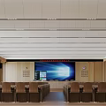 Formal Conference Room With Wooden Walls Long Rows Of Seats And Spacious Layout