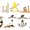 Modern Sports Equipment Collection Including Exercise Bikes Weight Racks And Training Machines