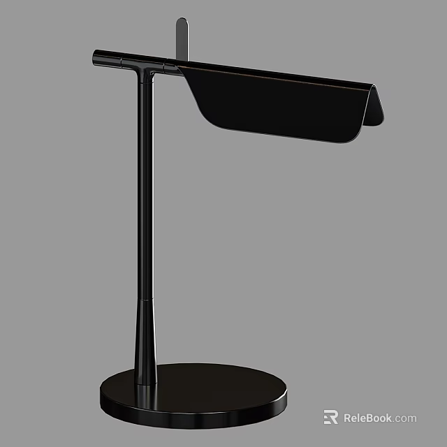 Sleek Black Modern Table Lamp With Adjustable Arm And Round Base 3d model