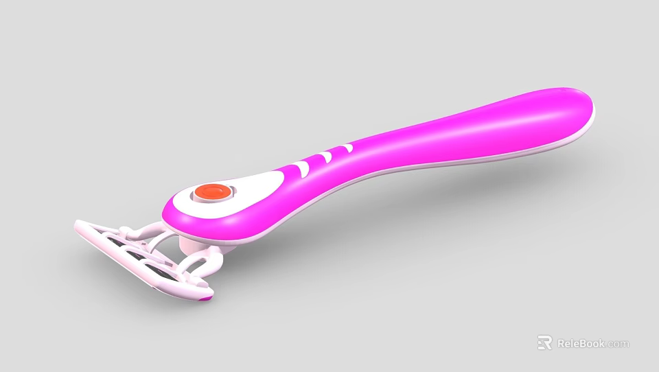 Pink Razor Bathroom Accessory With Ergonomic Handle For Smooth Skin Care 3d model 