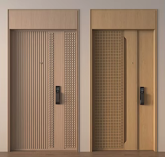 Modern security door entry door child-mother door entry door fingerprint lock password lock door 3d model