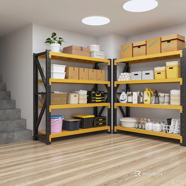 Heavy Duty Multi Tier Metal Storage Shelves For Home Sundries And Household Goods Organization 3d model 