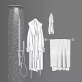 Bathroom Accessories Set Featuring Shower Head Handheld Shower Bathrobe Towel And Rack