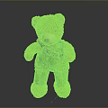 Cute Brown Stuffed Teddy Bear Wearing Green Overalls With Chest Badge