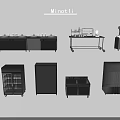 Minoelli Modern Kitchen Furniture With Wheeled Cabinets Glass Door Sink Trolley And Storage Units