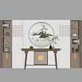 New Chinese Style End View Desk End View Cabinet Decorative Desk Manager Office Bookcase Background Wall Shaped Wall Bookcase Decorative Wall Cabinet 3d model