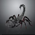 Detailed Silver Scorpion 3D Model With Red Legs On Dark Background 3d model