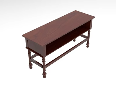Dark Brown Wooden Office Desk With Rectangular Top And Decorative Legs 3d model