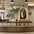 Modern Cafe Dining Table and Chair Combination Card Seat Bookshelf Cafe 3d model
