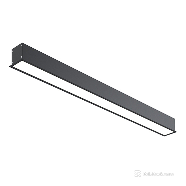 Long LED Grille Light With Black Frame White Light Body Sleek Office Commercial Use 3d model 