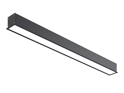 Long LED Grille Light With Black Frame White Light Body Sleek Office Commercial Use 3d model