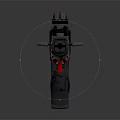 Modern Black Tactical Rifle With Scope Magazine And Red Accent Grip