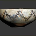 Artistic Hand Carved Bowl With Red Interior And Geometric Exterior Patterns