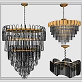 Elegant Modern Chandeliers With Golden Metal Frames And Crystal Decorations In Different Styles