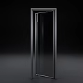 Modern Open Hinged Door With Metal Frame And Glass Panel Design 3d model