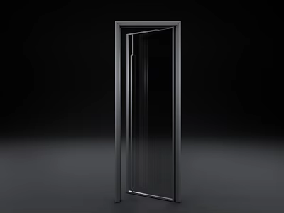 Modern Open Hinged Door With Metal Frame And Glass Panel Design 3d model