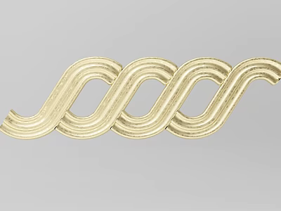 Elegant Golden Carved Spiral Wave Ornament with Intricate Design Decorative Strip 3d model