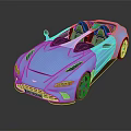 Aston Martin Blue Convertible Sports Car With Sleek Exterior Open Top And Black Wheels