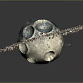 Artistic Decorative Planet with Sparkling Crystal Rings and Textured Blue White Surface