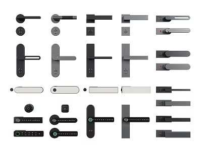 Diverse Contemporary Door Handles Featuring Multiple Design Styles And Metal Finishes 3d model