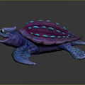 Fantasy Mythical Turtle With Purple Shell And Turquoise Spots In Vibrant Design