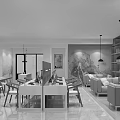 Public Office Space Interior Design With Desks Chairs Sofa Bookshelves And Decorative Painting