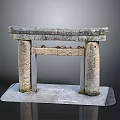 Traditional Rustic Stone Archway Structure With Columns And Lintel Top