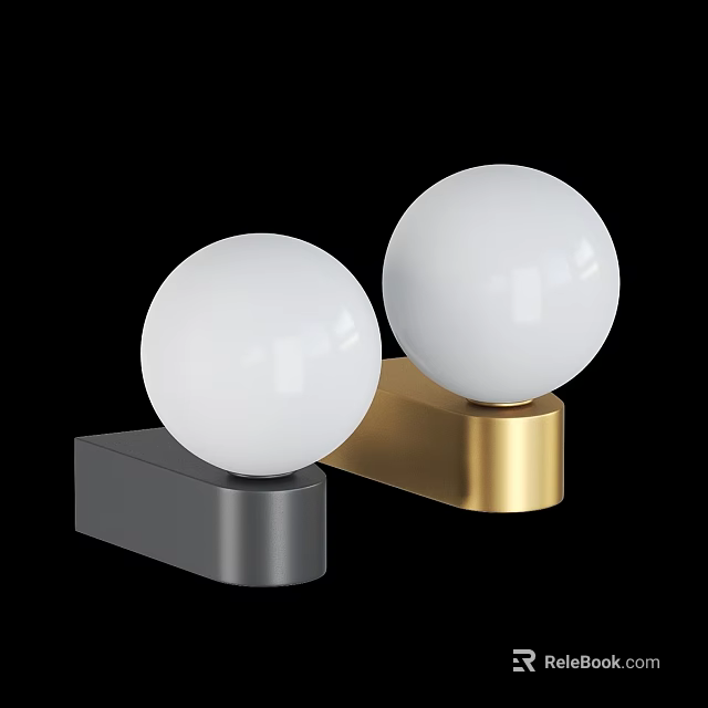 Modern Wall Lamps With White Spherical Shades And Silver Gold Bases 3d model 