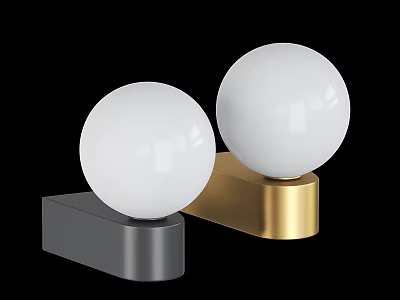 Modern Wall Lamps With White Spherical Shades And Silver Gold Bases 3d model