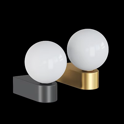 Modern Wall Lamps With White Spherical Shades And Silver Gold Bases 3d model